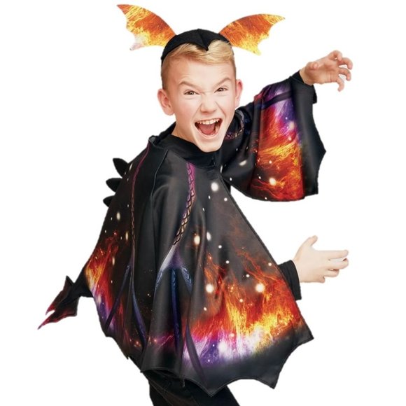 Boys Girls Hyde and Eek DRAGON Costume-- Capelet & Headpiece Size ONE SIZE NWT - Picture 2 of 3